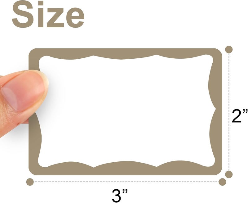 Utron 390Pcs Name Tags, 3in x 2in Name Tag Stickers, Name Tags Sticker for School Office Home（White with Brown Border） - Image 2